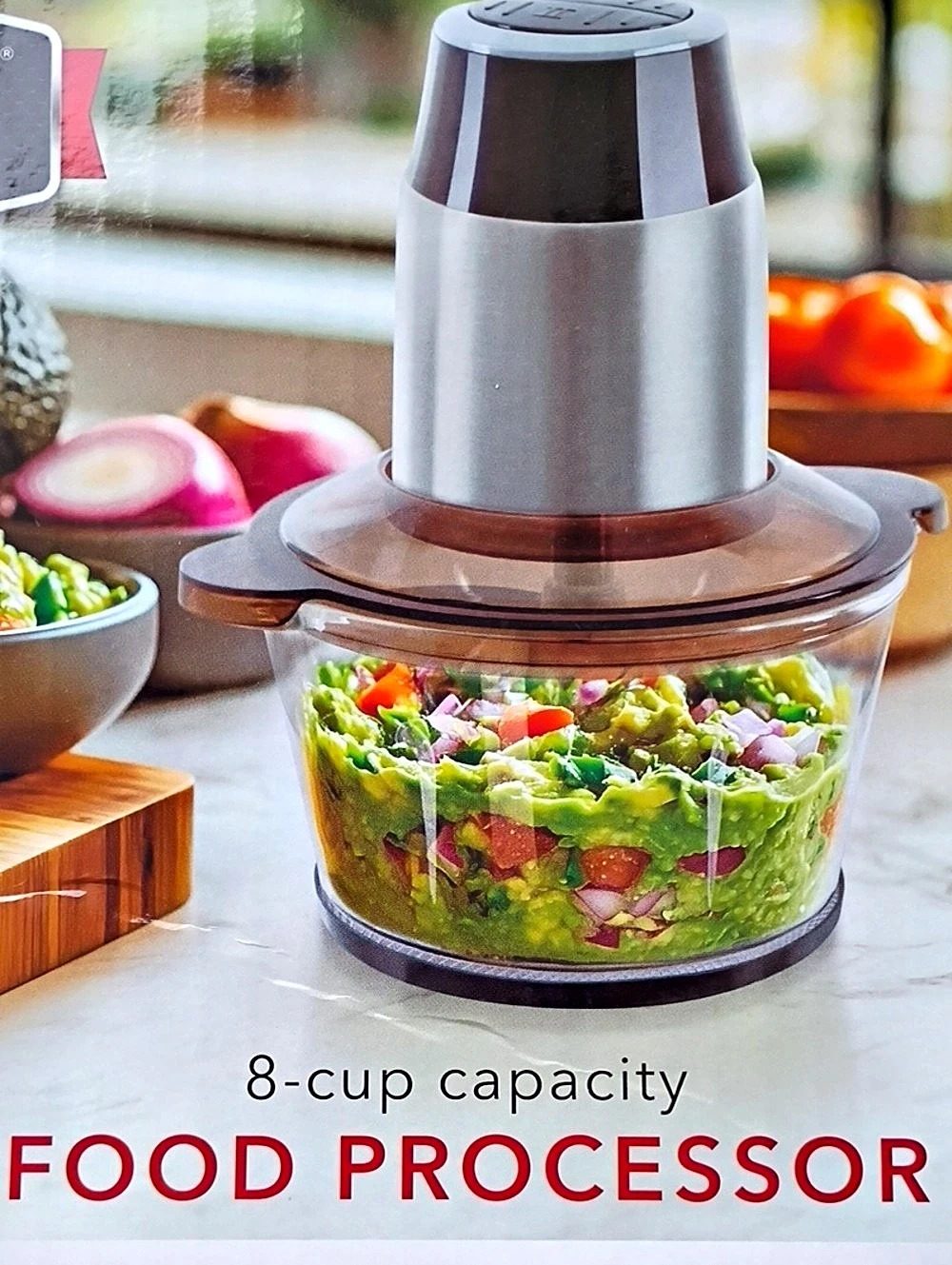 Parini Food Processor 8 Cup Capacity 2 Speed BPA Free Silver & Black 2 Blade NWT